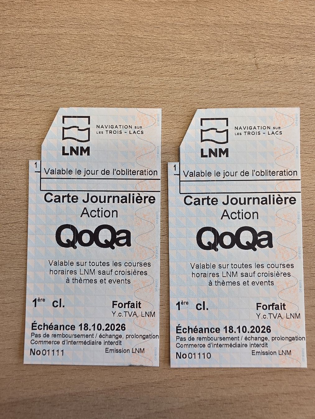 Biglietti: 2 LNM QoQa Day Tickets Navigation Three Lakes 1st Class – Nuovo (secondo la descrizione) da Courtelary venduto da dcubadda