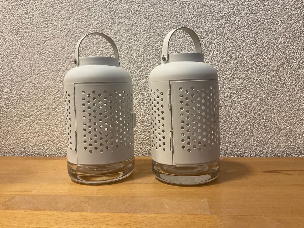 IKEA - Dekolaternen weiss, unten Glas (2 Stück) 1