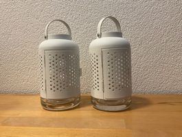 IKEA - Dekolaternen weiss, unten Glas (2 Stück)
