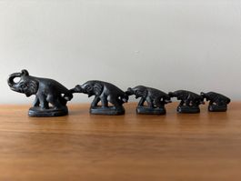 Elefanten Bronze, 5 Stück, mit Rüssel verbunden