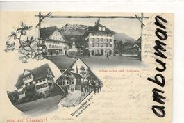 Küssnacht SZ 3Bild AK Hotel Adler, Tellskapelle 1901sehr gut