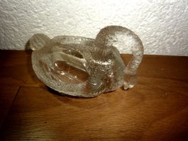 Antike Kristallglas Schwan Doppalschale schönes Schwänchen