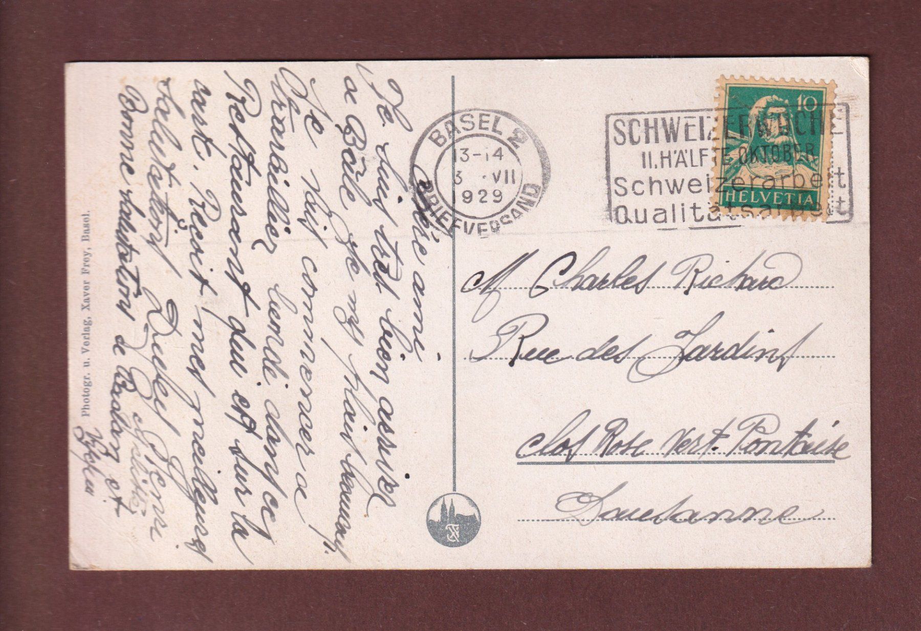 Ansichtskarten: BASEL - Mustermesse - Tram - 1929 – Gebraucht aus Pully von nicecards-shop 1