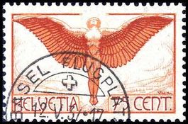 1924, Flugpostmarke "Ikarus" Nr. F11, BASEL FLUGPLATZ 1.V.37