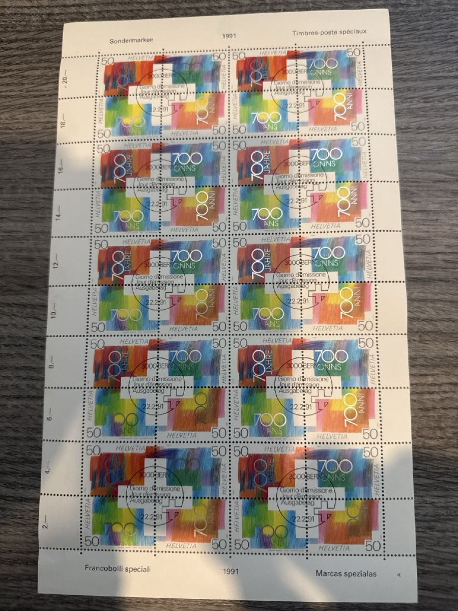 Tutti i francobolli: Briefmarkenbogen 700 Jahre Eidgenossenschaft 1991 Top! – Nuovo (secondo la descrizione) da Tafers venduto da Re.Ts
