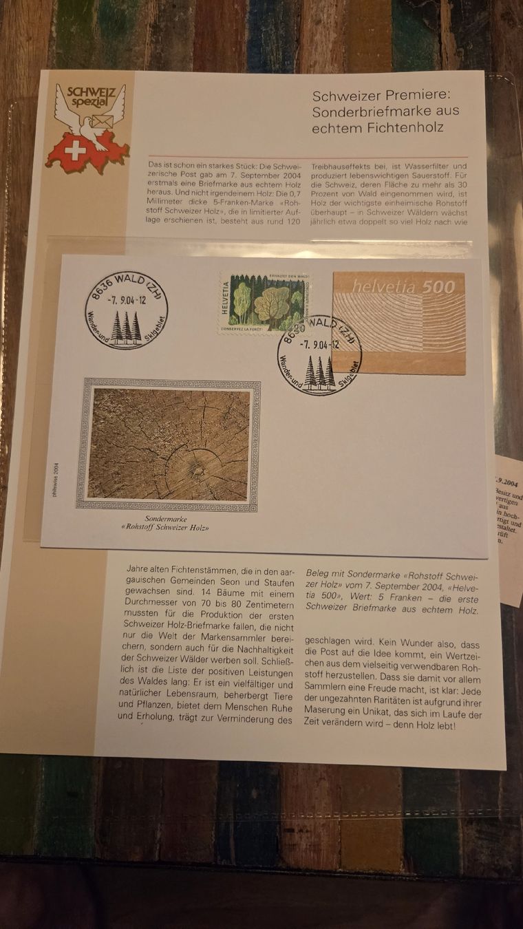 Alle Briefmarken: 2004 FDC Combo Holzmarke – Gebraucht aus Arni AG von Moth68