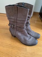 Damen Stiefel braun Leder mit Reissverschluss Gr. 36