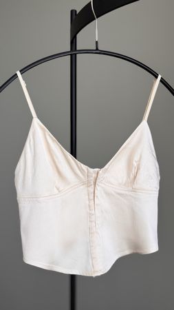 Crop Top Seidenoptik beige Gr. S neuwertig