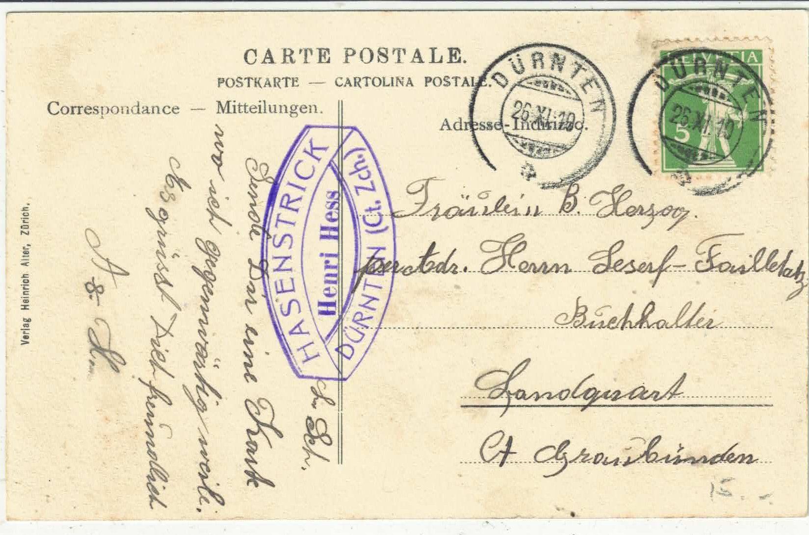 Cartoline postali: Gruss vom Hasenstrick - coloriert – Usato da Ettingen venduto da Kartenplanet 1