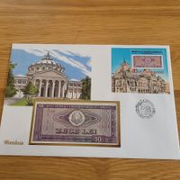 Banknoten Brief - Lettre avec billet de banque Romania 87