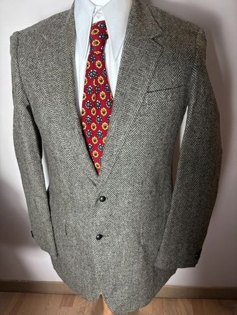 Veste homme gris chevron laine 48 M