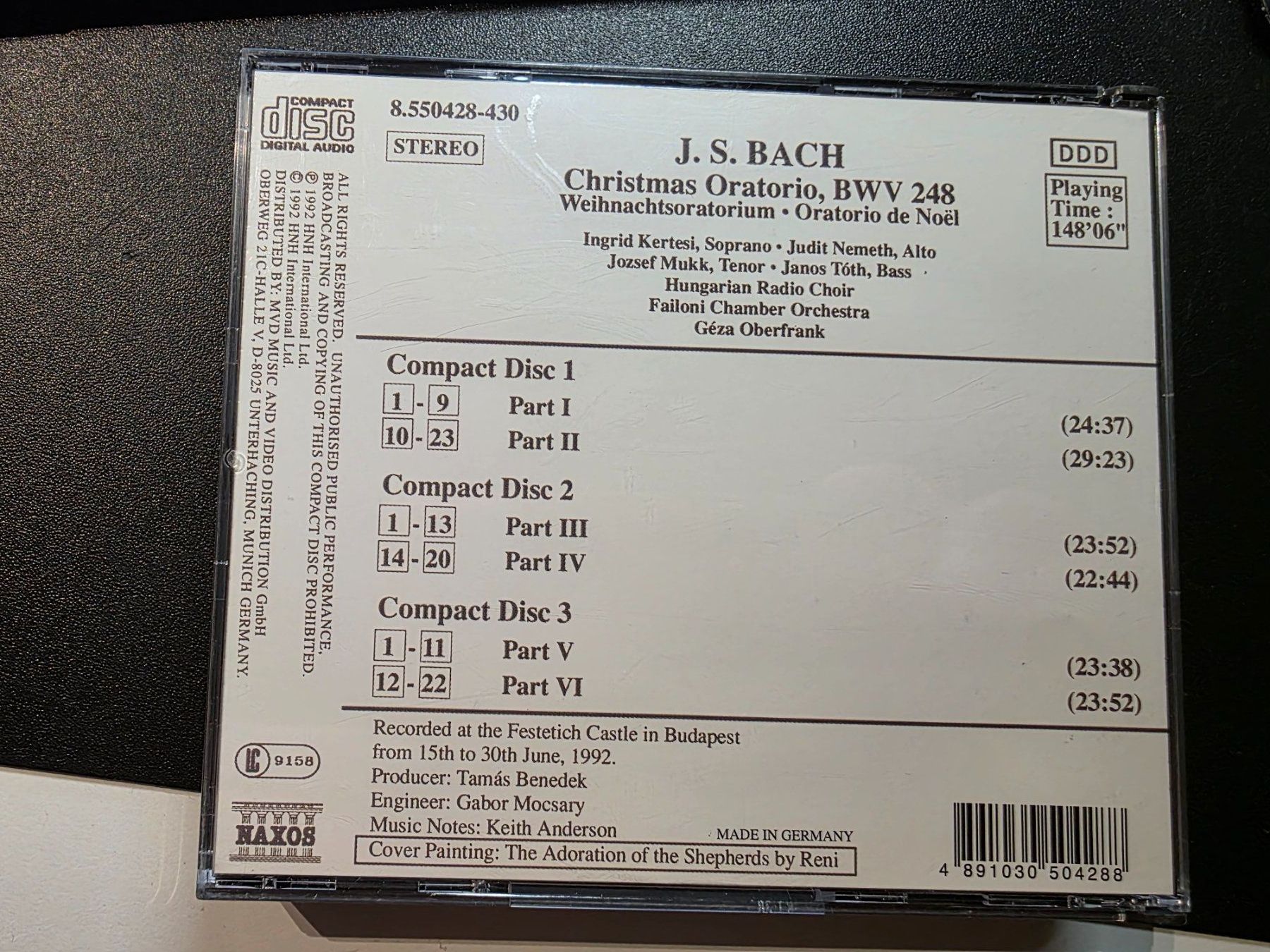 CD: Musik CD Klassik - J.S.Bach - Christmas Oratorio - 1992 – Usato da Walterswil BE venduto da Lonitti 2