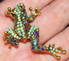 Brosche L-6701 – Frosch multicolor Strass 5,2cmx4,7cm