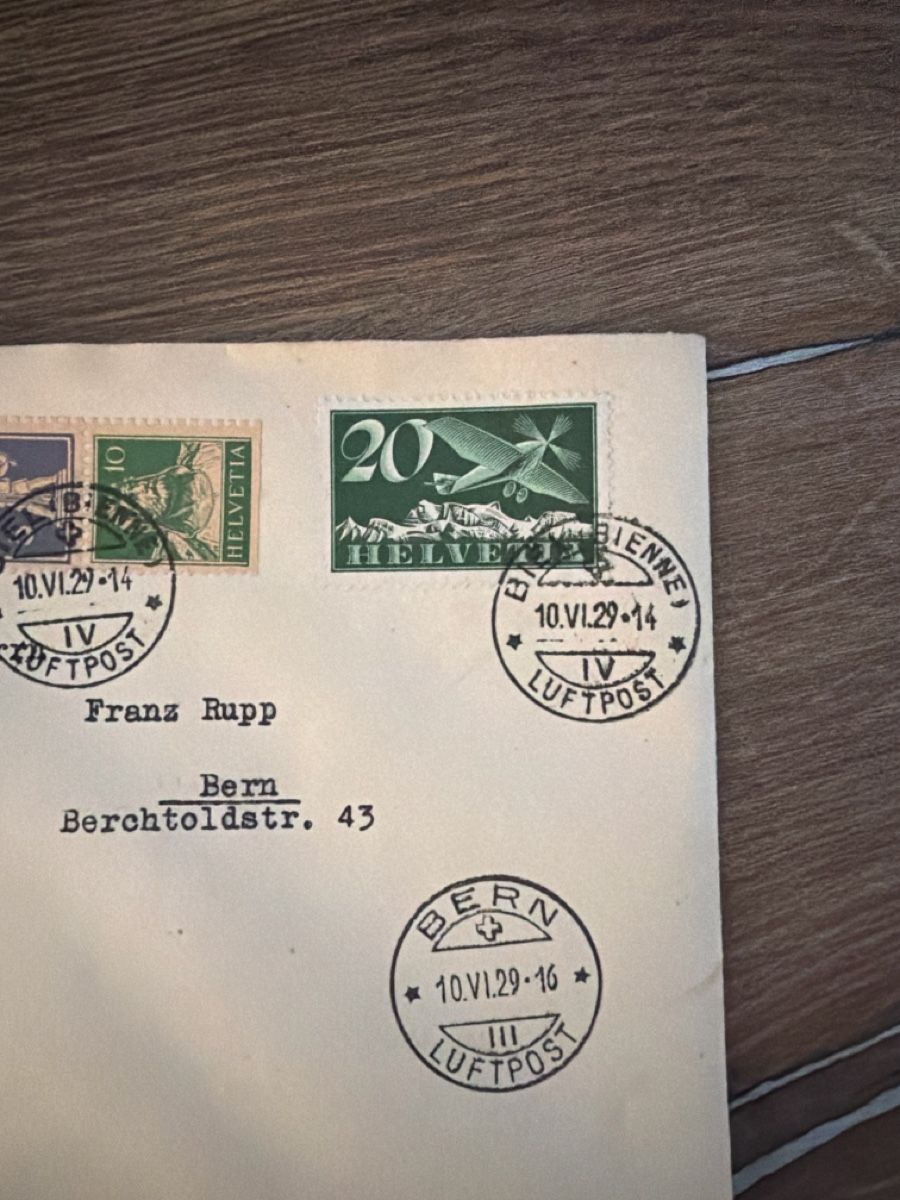 Tous les timbres: Briefumschlag mit Briefmarken und Stempel Luftpost 1929 – D'occasion à Allschwil par mel_8fhf 2