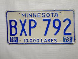 Vintage Minnesota Nummernschild BXP 792, Jahr 1978 👍