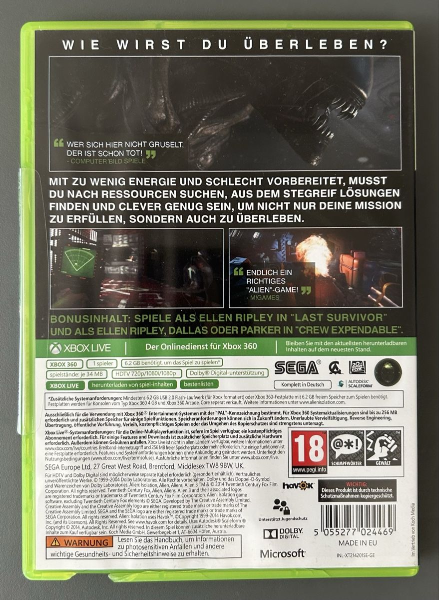 Giochi: Alien Isolation - Xbox 360 – Usato da Obfelden venduto da jenxbp 1