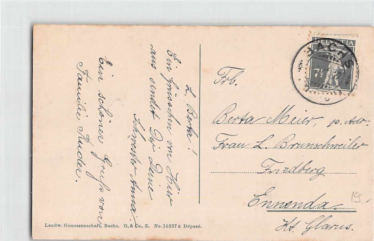 Cartoline postali: TOP Ansichtskarte: GRUSS aus BACHS ZH 1919 – Usato da Lufingen venduto da Rac0 1