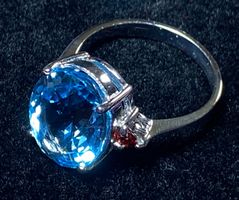 Blautopas + Granat Ring 💎✨ Silber 925 vergoldet RB109