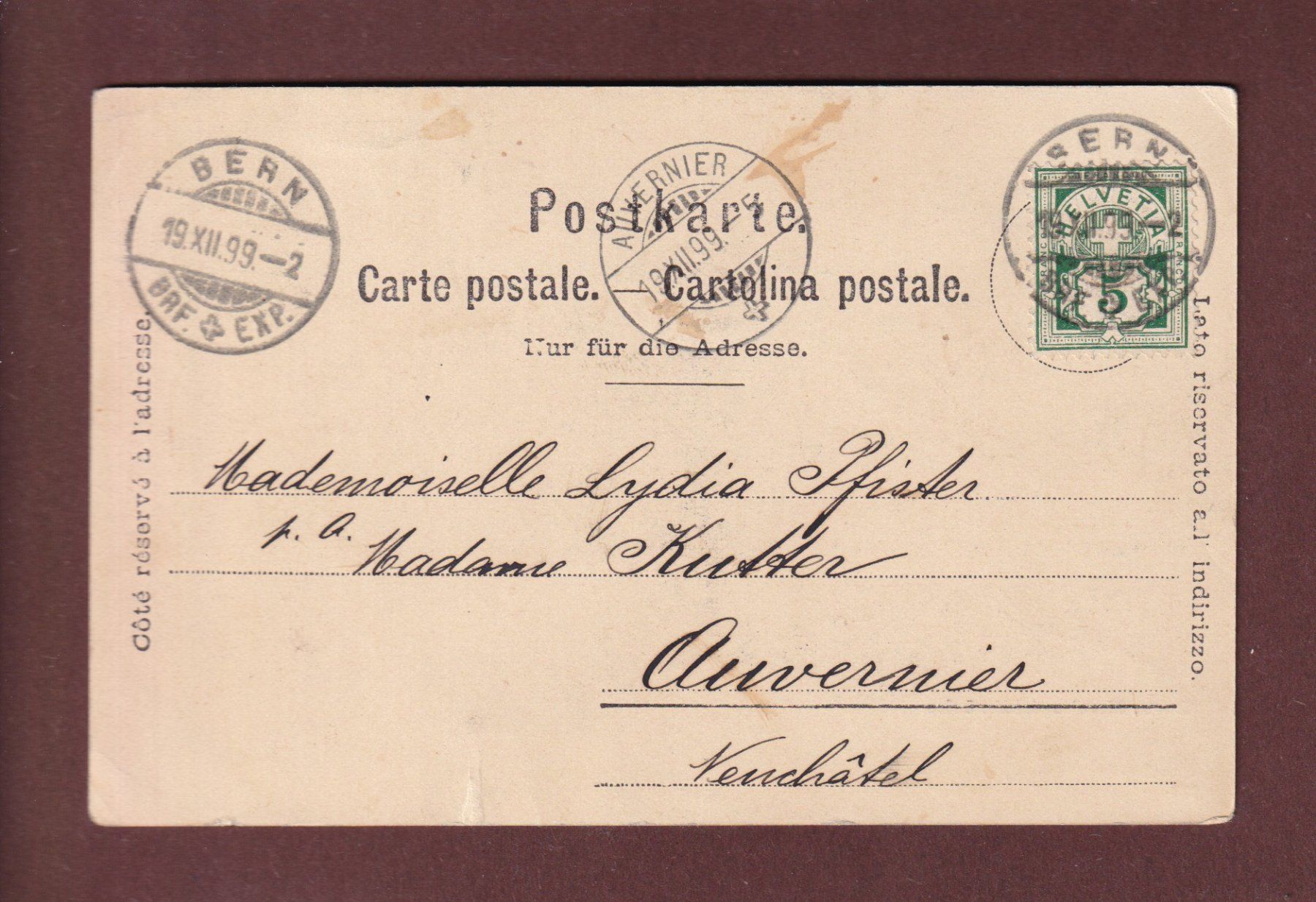 Cartoline postali: BERN - Kirchenfeldbrücke - 1899 – Usato da Pully venduto da nicecards-shop 1