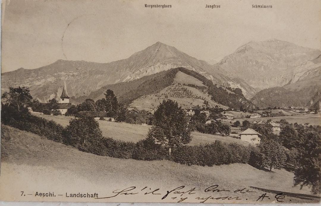 Cartoline postali: AESCHI  -  Landschaft - 1907 – Usato da Delémont venduto da Domdom1