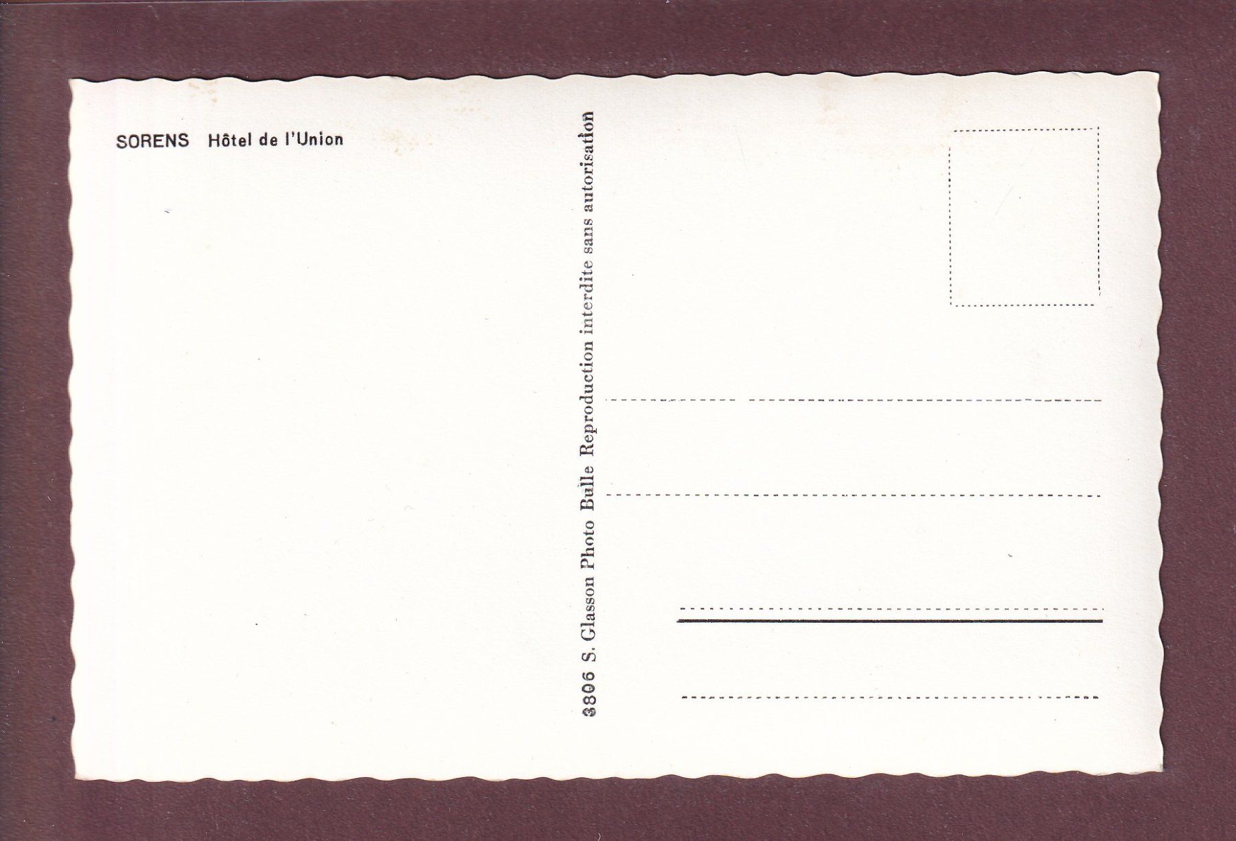 Cartes postales: SORENS - Hôtel de l'Union – D'occasion à Pully par nicecards 1