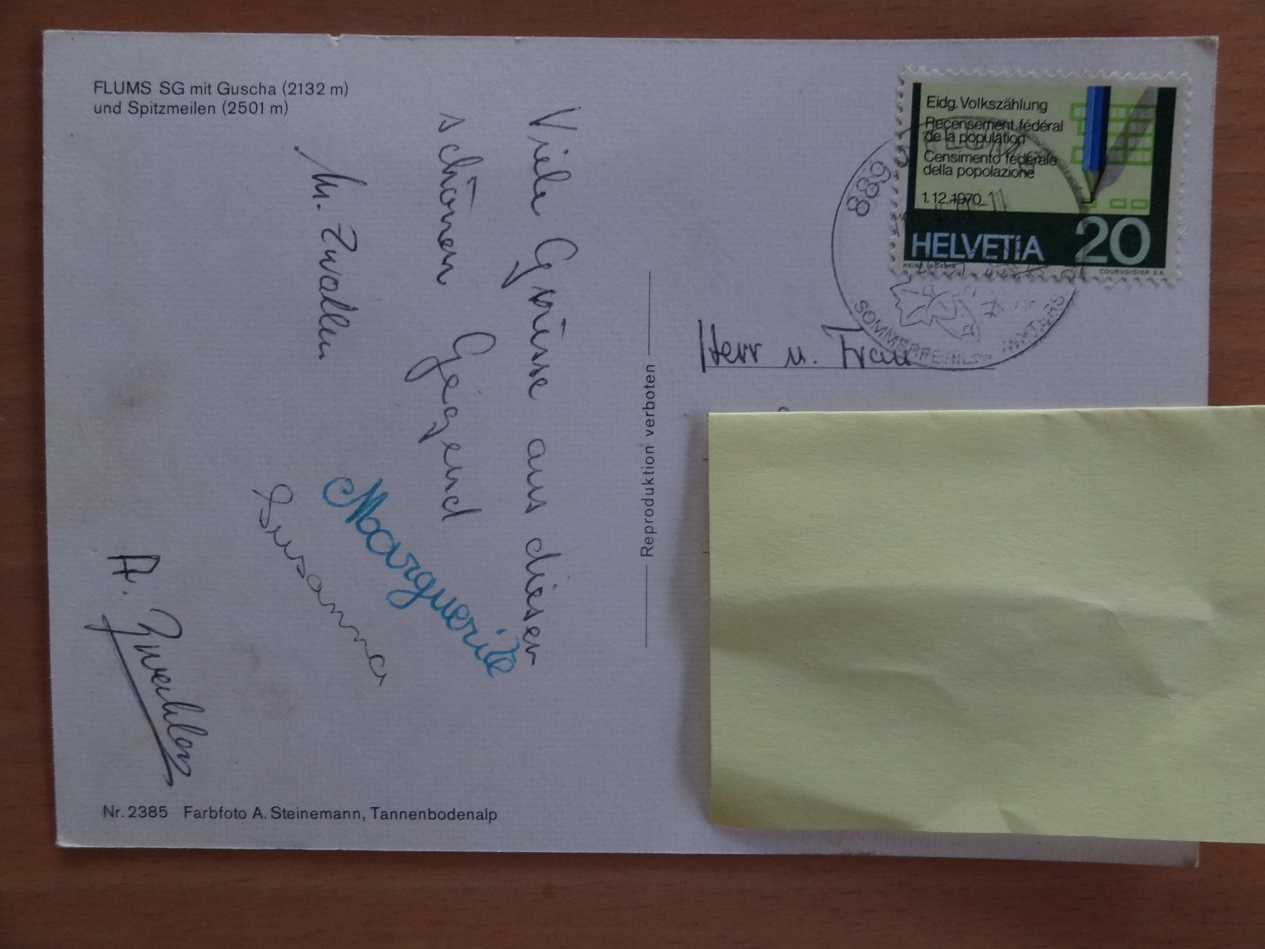 Cartoline postali: Flums SG - mit Guscha (2132m) - 1970 – Usato da St Léonard venduto da Riglin 1