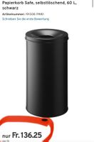 neuer Papierkorb Safe, selbstlöschend, 60 L, schwarz