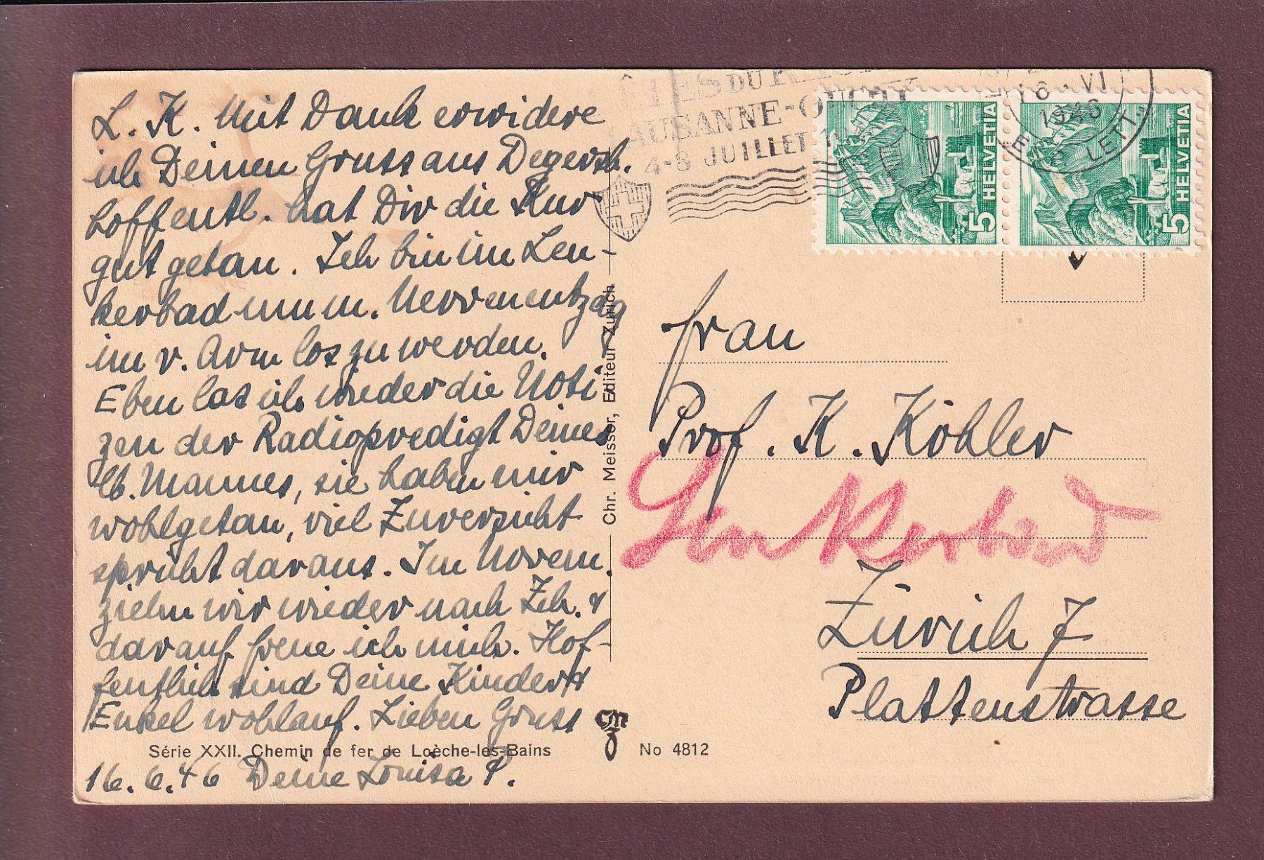 Ansichtskarten: INDEN - Eglise - 1946 // déchirure // – Gebraucht aus Pully von nicecards 1