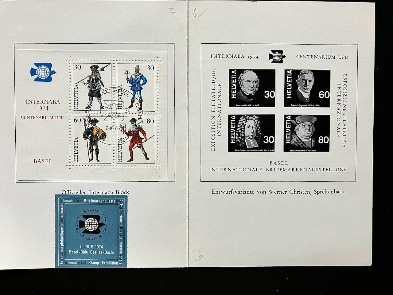 Tous les timbres: PTT Folder 1974 Entwurf Internabablock – D'occasion à Nesslau par zueri6 1