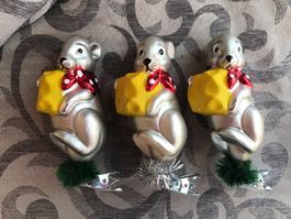3 Mäuse Maus mit Käse Mäuschen Christbaumschmuck