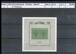 1943 Sonderblock, "Genfer . Block", ** postfrisch