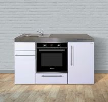 Miniküche Büroküche Singleküche Weiss Backofen Kühlschrank