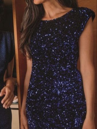 Elegant C&A sho Blue Sequin Dress - Perfect for Parties!