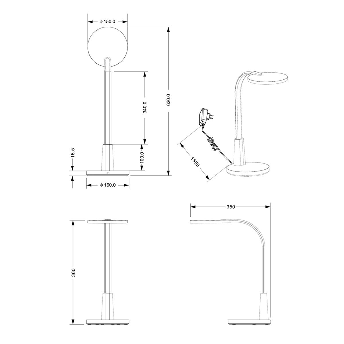 Lampade: LED Tischleuchte, Dimmer, 36 cm Höhe – Nuovo (secondo la descrizione) da Kreuzlingen venduto da Smart-Light 5