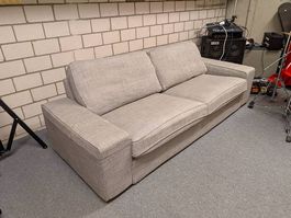 Grosses, bequemes Stoffsofa in Grau, 228 x 90 x 80 cm