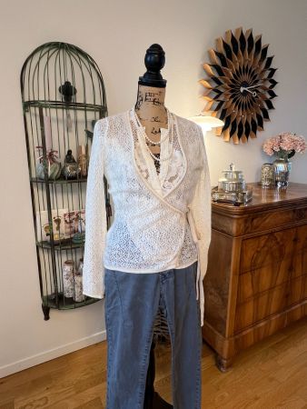 ⭐️ Strickjacke Wickeljacke in wollweiss Gr S Top Zustand ⭐️
