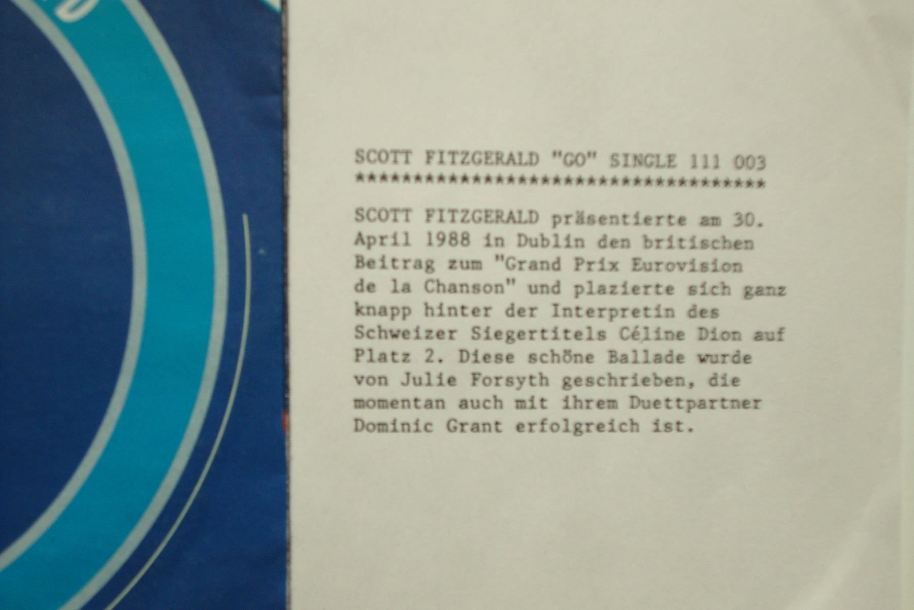 Dischi in vinile: SCOTT FITZGERALD - GO – Usato da Bern venduto da Uli_10_11 2