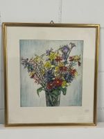 Vintage Blumenmalerei, signiert B. WALLISER, Goldrahmenkunst
