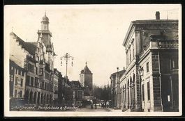 Schaffhausen, Postgebäude und Bahnhof
