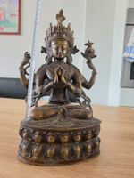 Bronze Figur sitzend auf Lotus Sockel Buddha Statue 36cm