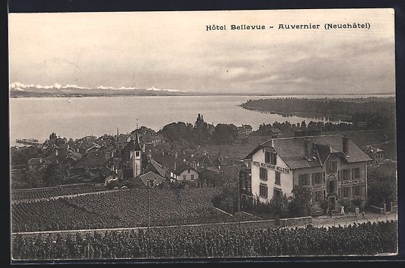 Cartoline postali: AK Auvernier, Hotel Bellevue, 1927 – Usato da Berlin venduto da bartko-reher