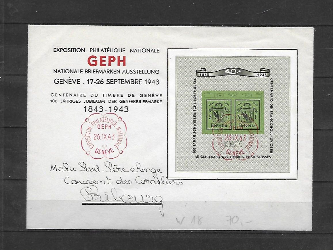 Tutti i francobolli: Block 1943 auf Brief W18 Kat: CHF 70.- – Usato da Basel venduto da Ilp