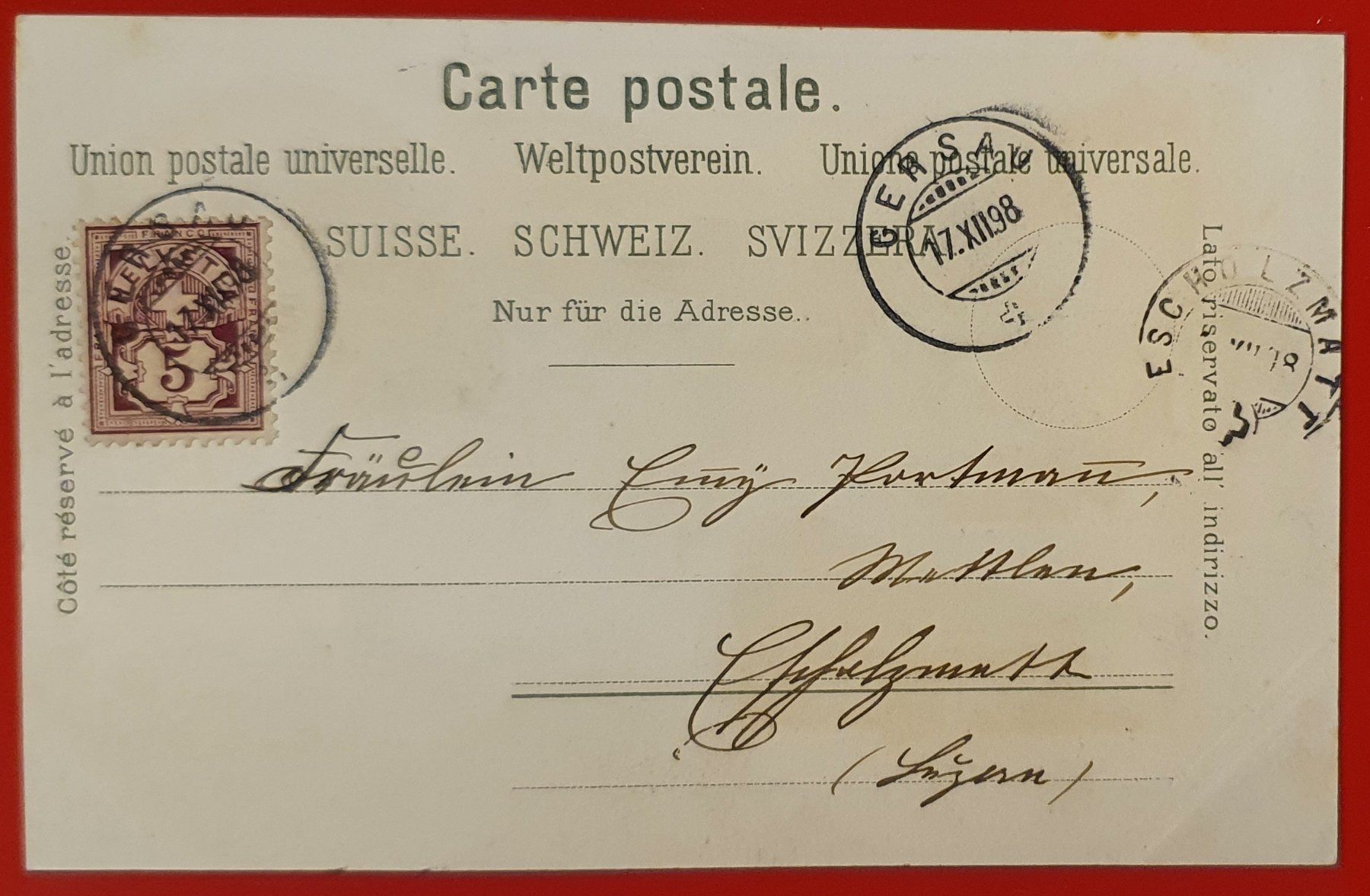 Cartoline postali: Gruss aus Gersau 1898 – Usato da Kreuzlingen venduto da Rschweiz1 1