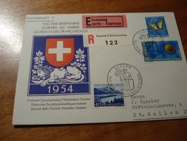 Brief Tag der Briefmarke 1954, Luzern, gelaufen, toll franki
