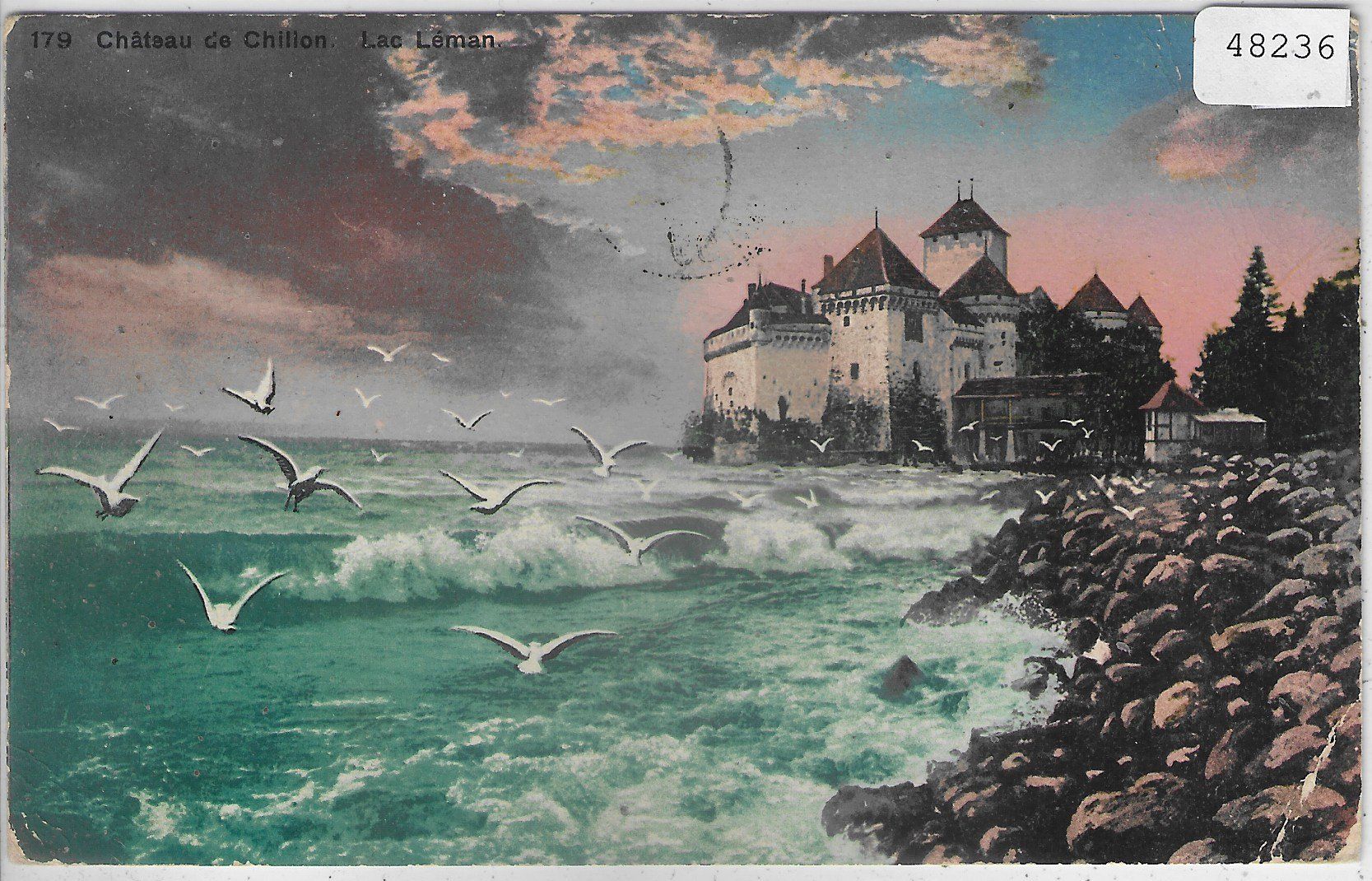 Cartoline postali: Chateau de Chillon - Lac Leman - Litho – Usato da Ettingen venduto da Kartenplanet