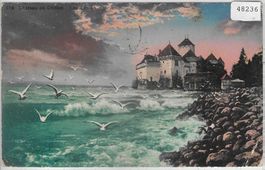 Chateau de Chillon - Lac Leman - Litho