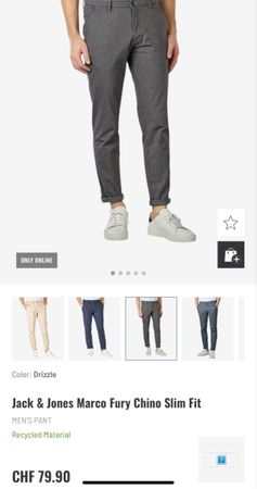 Jack & Jones Marco Fury Chino Slim Fit - Size 33/30 Grey