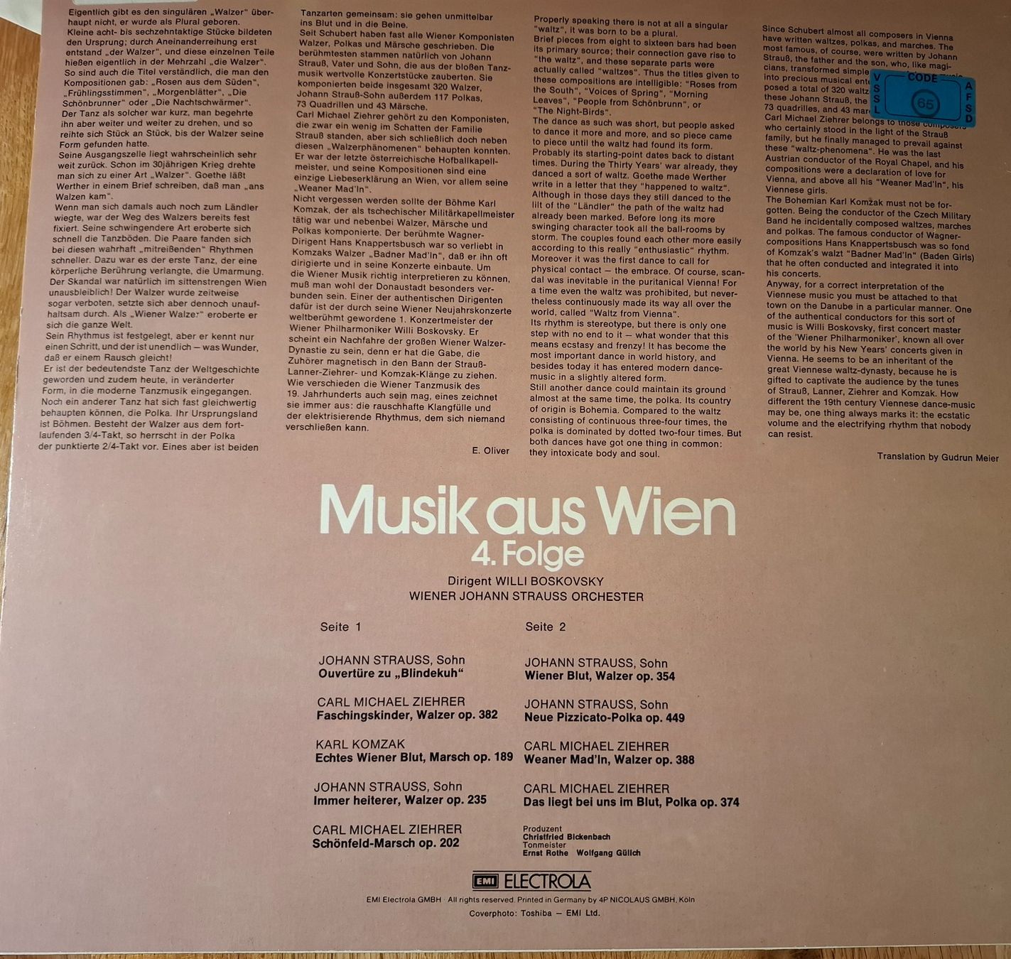 Schallplatten: Musik aus Wien mit Willi Boskovsky – Gebraucht aus Zürich von Loubol 1