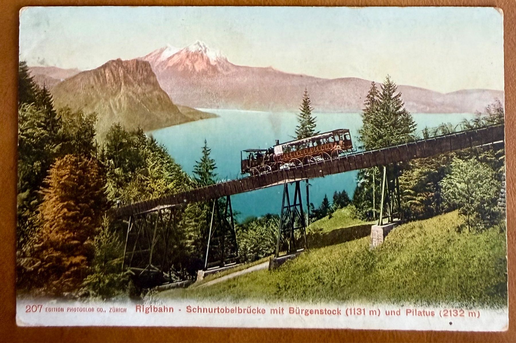 Cartoline postali: Rigibahn - Bahn - Schnurtobelbrücke - 1907 – Usato da Lutry venduto da Ediego