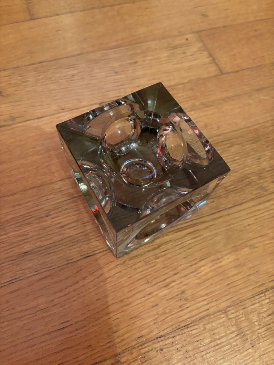 Murano Portacenere: Vintage ashtray glass cube 1980s – Usato da Lugano venduto da rrkivio 1